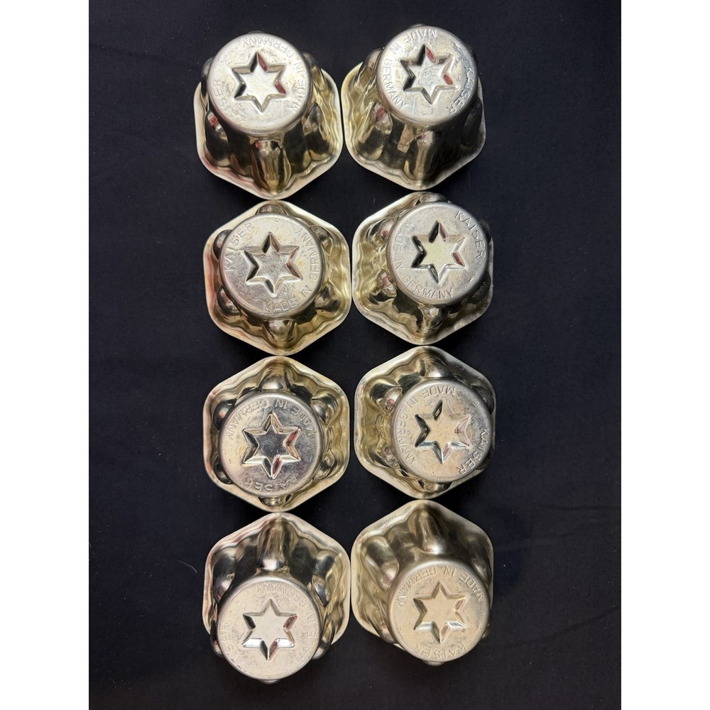 Vintage Set Of 8 Kaiser Baking Molds Jello Tarts Pastries Star Motif Germany